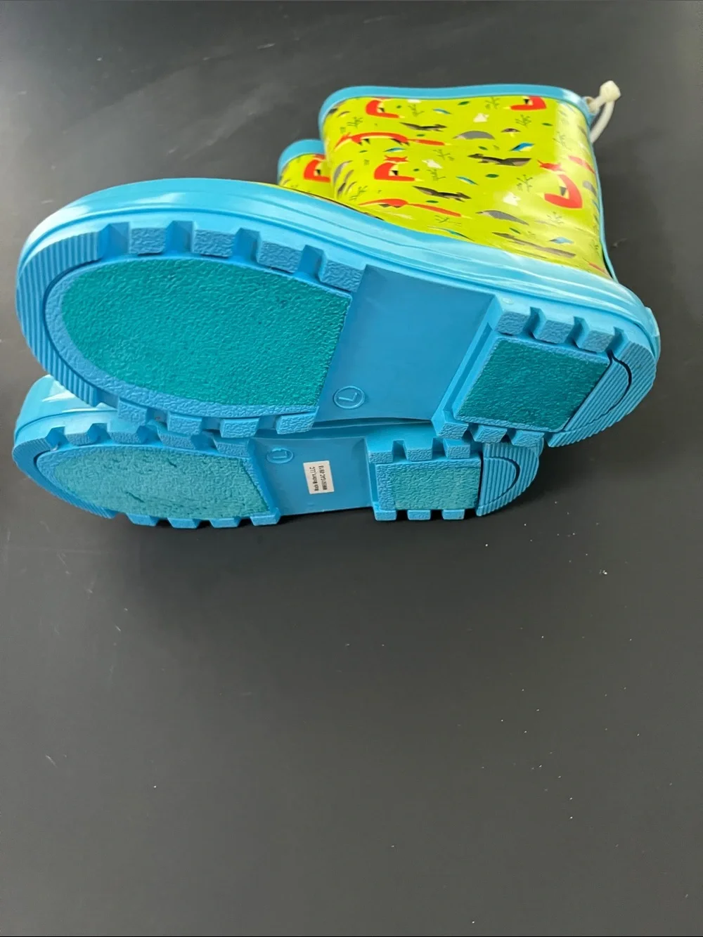 Kids Waterproof Green Fox Rain Boots